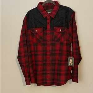 Howler Brothers Red and Black Quilted Plaid Shirt